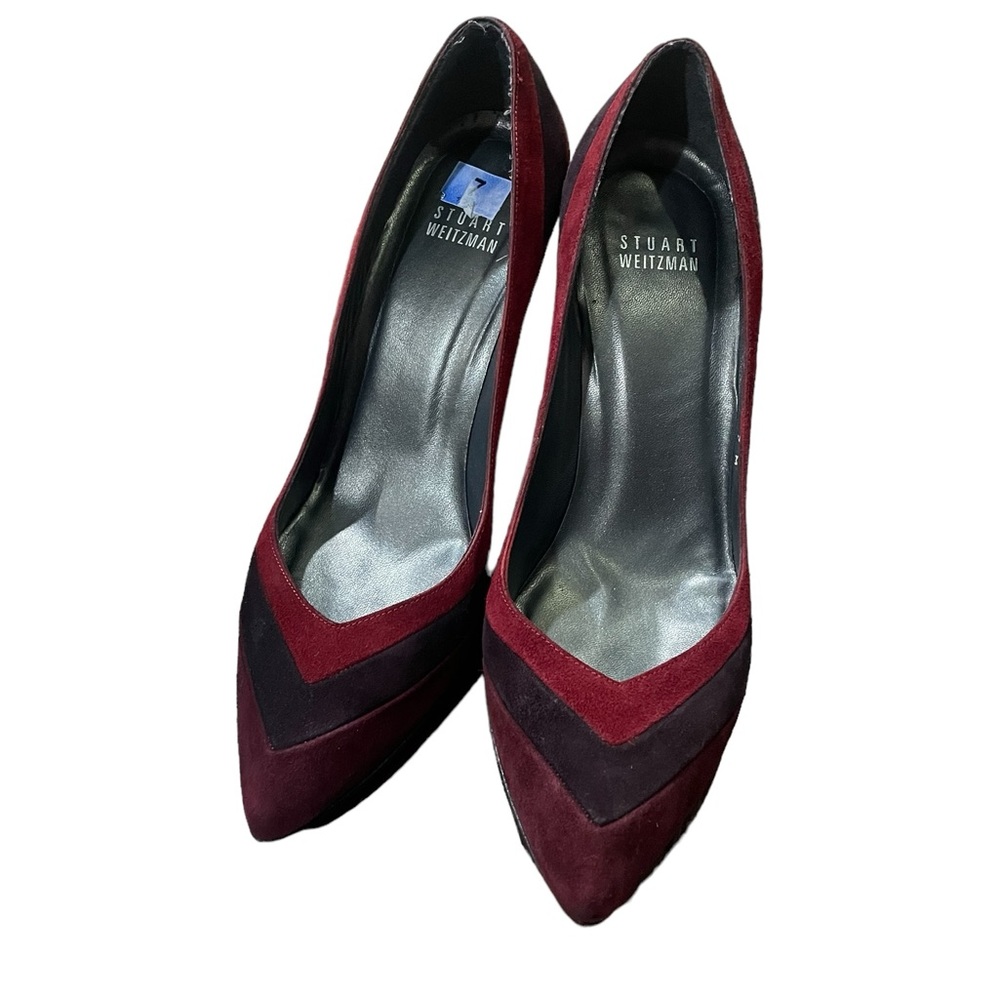 Stuart Weitzman Suede Tri-Color Heels Sz 7 - image 1